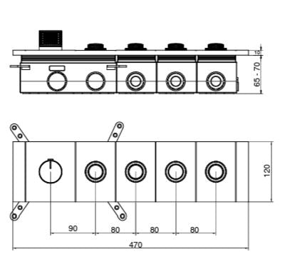 HIGH FLOW THERMOSTATIC MULTI FUNCTION DIVTR W/4 OUTLET & FLOW CTRL - AQUANT -  ( BRUSHED GOLD -  - 0x0 mm - 0inchx0inch )
