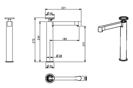 TALL BRASS BASIN MIXER - AQUANT -  ( CHROME+ROSE GOLD -  - 0x0 mm - 0inchx0inch )