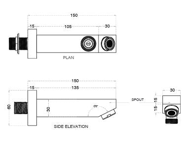 BRASS PLAIN SPOUT - AQUANT -  ( ROSE GOLD -  - 0x0 mm - 0inchx0inch )