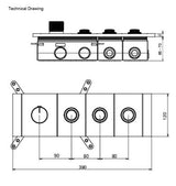 HIGH FLOW CONC THERMOSTATIC MULTI FUN DIVERTER WITH 3 OUTLETS WITH FLOW CONTROL 20MM INLET HORIZONTAL PLATE - AQUANT -  ( BRUSHED GOLD -  - 20x0 mm - 0.8inchX0inch )