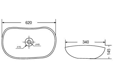 CERAMIC WASH BASIN - AQUANT -  ( MARQUINA MARBLE GLOSSY -  - 600X370 mm - 24inchX14.8inch )