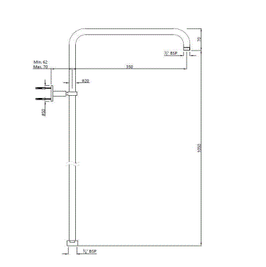 SHOWER PIPE W/HOOK - JAQUAR FAUCETS -  ( CHROME - SHOWER ACC. - 0x15 mm - 0inchX0.5inch )