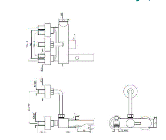 EXPOSED THERMOSTATIC BATH & SHOWER MIXER 3-IN-1 SYSTEM - JAQUAR FAUCETS -  ( BLACK MATT - FLORENTINE PRIME - 0x15 mm - 0inchX0.5inch )