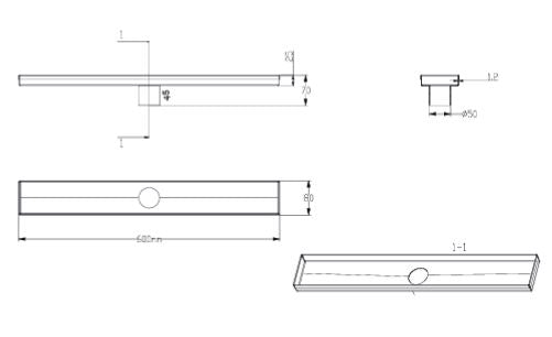 Aquant Shower Channel Base 600mm Lt W/o Top, 304 stainless steel, view 2