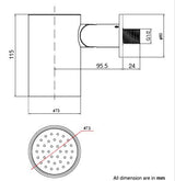 BRASS HYDRO SPOT WALL MOUNTED SHOWER WITH POWDER FLOW - AQUANT -  ( CHROME -  - 80x0 mm - 3.2inchX0inch )