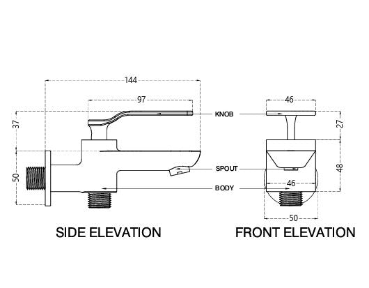 BRASS 2 WAY BIB COCK - AQUANT -  ( BRUSHED GOLD - STELLAR SERIES - 0x0 mm - 0inchx0inch )