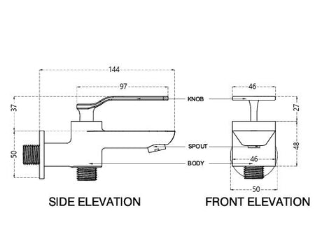BRASS 2 WAY BIB COCK - AQUANT -  ( BRUSHED GOLD - STELLAR SERIES - 0x0 mm - 0inchx0inch )