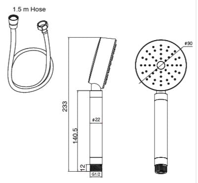 BRASS HAND SHOWER INCLUDES FLEXIBLE SHOWER HOSE 1.5 MTR POWDER FLOW - AQUANT -  ( ROSE GOLD -  - 80x0 mm - 3.2inchX0inch )