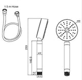 BRASS HAND SHOWER INCLUDES FLEXIBLE SHOWER HOSE 1.5 MTR POWDER FLOW - AQUANT -  ( CHROME -  - 80x0 mm - 3.2inchX0inch )