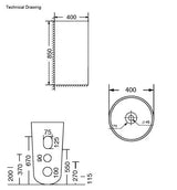 FREE STANDING CREAM STONE BASIN(H-39  ) - AQUANT -  ( WHITE -  - 850x400 mm - 34inchX16inch )