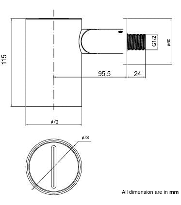 BRASS HYDRO SPOT WALL MOUNTED SHOWER WITH WATERFALL FLOW - AQUANT -  ( CHROME -  - 80x0 mm - 3.2inchX0inch )