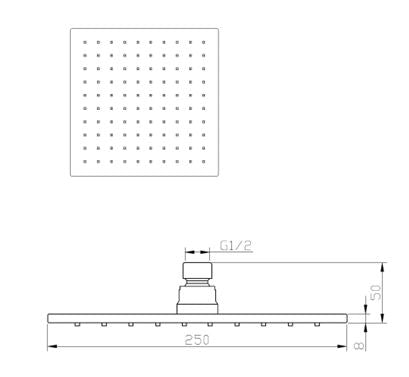 BRASS RAIN SHOWER - AQUANT -  ( ROSE GOLD -  - 250x250 mm - 10inchX10inch )