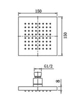 BRASS RAIN SHOWER - AQUANT -  ( POLISHED CHROME -  - 150x150 mm - 6inchX6inch )