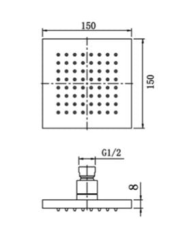 BRASS RAIN SHOWER - AQUANT -  ( POLISHED CHROME -  - 150x150 mm - 6inchX6inch )