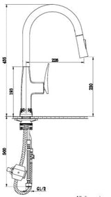 BRASS PULL OUT COUNTER MOUNTED KITCHEN SINK MIXER WITH TWO FLOWS SHOWER AND FOAM - AQUANT -  ( BRUSHED GOLD - KITCHEN FAUCETS - 0x0 mm - 0inchx0inch )