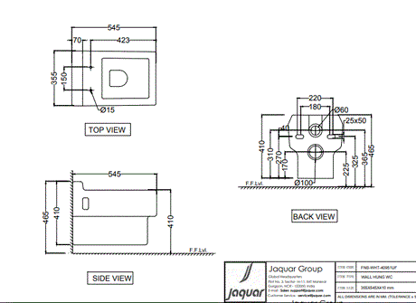 WALL HUNG WC W/SOFT CLOSE S/COVER ( BOLT DISTANCE 7INCH) - JAQUAR SWARE -  (  -  - 0x0 mm - 0inchx0inch )