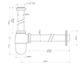 BOTTLE TRAP CASTED WITH 12 INCH PIPE - ESSCO FAUCET -  ( CHROME - ALLIED - 0x32 mm - 0inchX1.25inch )