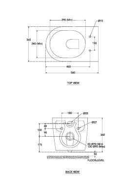 EWC WALL MOUNTED E-CLENZ (P TRAP-225MM)WITH SEAT COVER ( BOLT DISTANCE 7.5 INCH) - HINDWARE -  ( STAR WHITE - E CLENZ - 560x370 mm - 22.4inchX14.8inch )