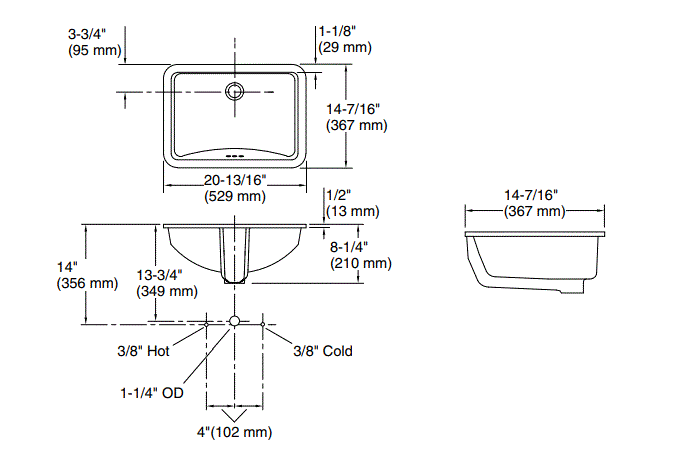 LADENA SMALL UNDER COUNTER LAVATORY - KOHLER PREMIUM -  ( WHITE - PREMIUM - 523x366 mm - 20.92inchX14.64inch )