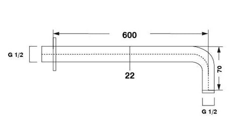 BRASS SHOWER ARM - AQUANT -  ( CHROME -  - 0x600 mm - 0inchX24inch )