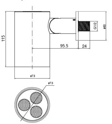 BRASS HYDRO SPOT WALL MOUNTED SHOWER WITH MIST FLOW - AQUANT -  ( GRAPHITE GREY -  - 80x0 mm - 3.2inchX0inch )