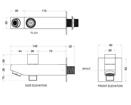 BUTTON SPOUT - AQUANT -  ( GRAPHITE GREY -  - 0x0 mm - 0inchx0inch )