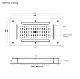 SS 4 FUNC CONC. CEILING RAIN SHWR W/INST. KIT FOR FALSE CEILING - AQUANT -  ( MATT BLACK -  - 700x380 mm - 28inchX15.2inch )