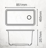 CAIRN NEOROC QUARTZ UNDERMNT SINGLE BASIN SINK W/RACK - KOHLER LUXURY -  ( MATTE BLACK - LUXURY - 851x465 mm - 34inchX18.6inch )