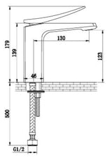BRASS BASIN MIXER - AQUANT -  ( MATT BLACK -  - 0x15 mm - 0inchX0.6inch )