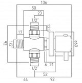 CONC. THERMOSTATIC MIXER 2IN 1OUT W/EXP - VADO -  ( CHR - CELSIUS - 20x12 mm - 0.75inchX0.5inch )
