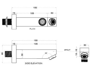 BRASS PLAIN SPOUT - AQUANT -  ( CHROME -  - 0x0 mm - 0inchx0inch )
