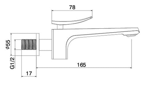 BRASS BIB COCK - AQUANT -  ( CHROME - WAVE SERIES - 0x0 mm - 0inchx0inch )