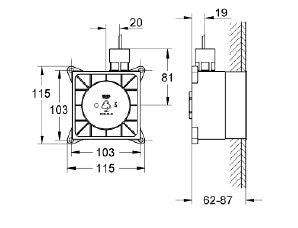 ROUGH-IN SOUND MODULE - GROHE -  ( CHROME - G7 - GROHE F-DIGITAL - 0x125 mm - 0inchX5inch )