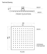 BRASS RAIN SHOWER - AQUANT -  ( CHROME -  - 250x250 mm - 10inchX10inch )