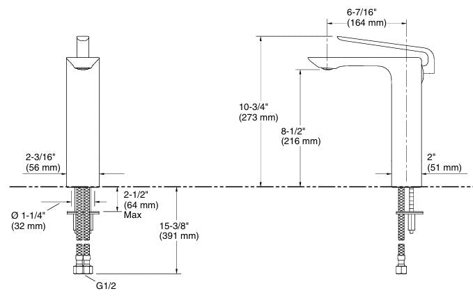 MODERN LIFE EDGE TALL BASIN FAUCET W/O DRAIN - KOHLER LUXURY -  ( ROSE GOLD - LUXURY - 0x0 mm - 0inchx0inch )