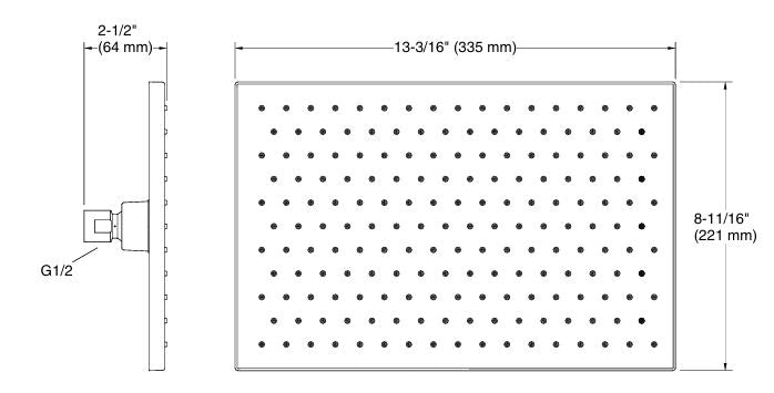 BEITOU-SL FUNCTION SHOWER HEAD W/O ARM - KOHLER LUXURY -  ( POLISHED CHROME - LUXURY - 335x220 mm - 13.4inchX8.8inch )