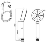 BRASS HAND SHOWER INCLUDES FLEXIBLE SHOWER HOSE 1.5 MTR POWDER FLOW - AQUANT -  ( GRAPHITE GREY -  - 80x0 mm - 3.2inchX0inch )