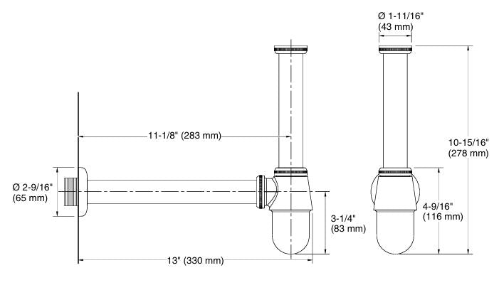 COMPLEMENTRY-BOTTLE TRAP - KOHLER POPULAR -  ( BRUSHED BRONZE - POPULAR - 0x300 mm - 0inchX12inch )