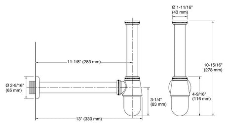 COMPLEMENTRY-BOTTLE TRAP - KOHLER POPULAR -  ( BRUSHED BRONZE - POPULAR - 0x300 mm - 0inchX12inch )