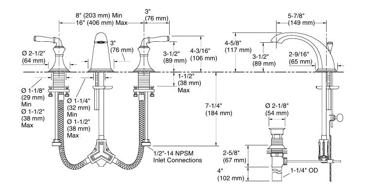 DEVONSHIRE WIDESPREAD BATHROOM SINK LAV FAUCET 1.2 GPM - KOHLER LUXURY -  ( VIBRANT POLISHED BRASS - LUXURY - 0x0 mm - 0inchx0inch )
