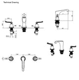 COUNTER MOUNTED 3 HOLE BASIN MIXER FOAM FLOW - AQUANT -  ( BRUSHED GOLD - HERITAGE SERIES - 0x0 mm - 0inchx0inch )