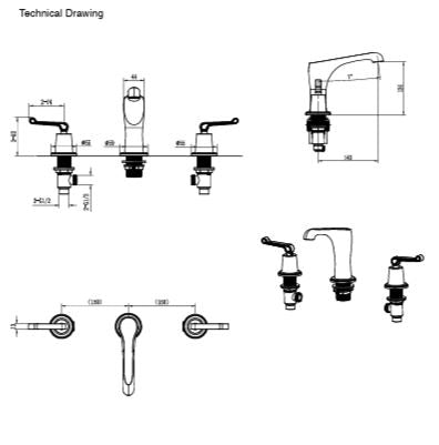 COUNTER MOUNTED 3 HOLE BASIN MIXER FOAM FLOW - AQUANT -  ( BRUSHED GOLD - HERITAGE SERIES - 0x0 mm - 0inchx0inch )