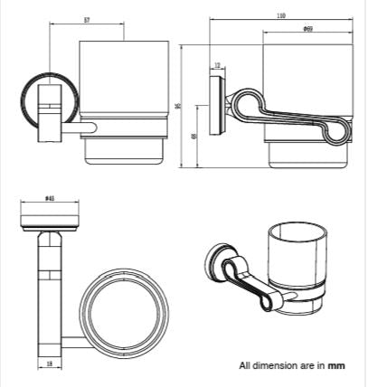 BRASS TUMBLER HOLDER - AQUANT -  ( BRUSHED GOLD - HERITAGE SERIES - 0x0 mm - 0inchx0inch )