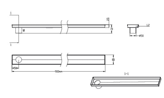 Aquant Shower Channel Base 900mm Lt W/o Top, 304 stainless steel, view 2