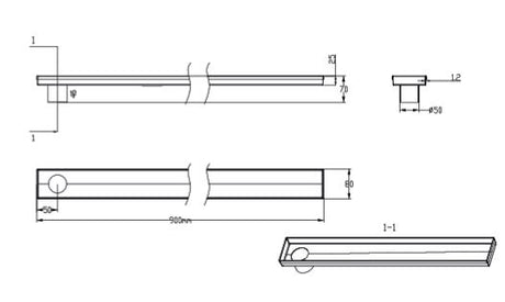 SHOWER  CHANNEL BASE 900MM LT W/O TOP - AQUANT -  ( 304 STAINLESS STEEL -  - 0x0 mm - 0inchx0inch )