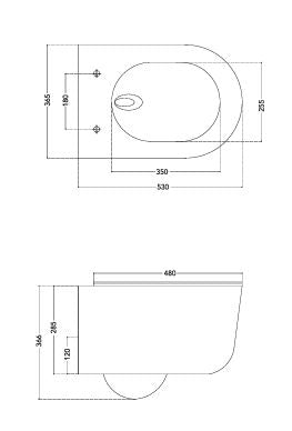 RIMLESS WALL MOUNTED EVITA WC W/SLIM UF SEAT COVER - HINDWARE -  ( STAR WHITE - ASCENT - 550x360 mm - 22inchX14.4inch )