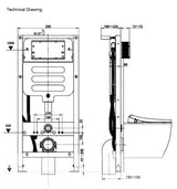 CONC PNEUMATIC CISTERN W/FULL FRAME FLUSH TANK - AQUANT -  (  - AQUANEXX - 1112x500x95 mm - 44.48inchX20inchX3.8inch )