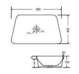 SEMI COUNTER/TABLE MOUNTED WASH BASIN - AQUANT -  ( MATT BLACK -  - 580x400 mm - 23.2inchX16inch )