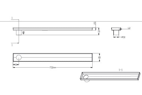 SHOWER CHANNEL BASE DRAINER CORNER HOLE 750MM LT W/O TOP - AQUANT -  ( 304 STAINLESS STEEL -  - 0x0 mm - 0inchx0inch )