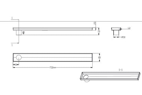 SHOWER CHANNEL BASE DRAINER CORNER HOLE 750MM LT W/O TOP - AQUANT -  ( 304 STAINLESS STEEL -  - 0x0 mm - 0inchx0inch )